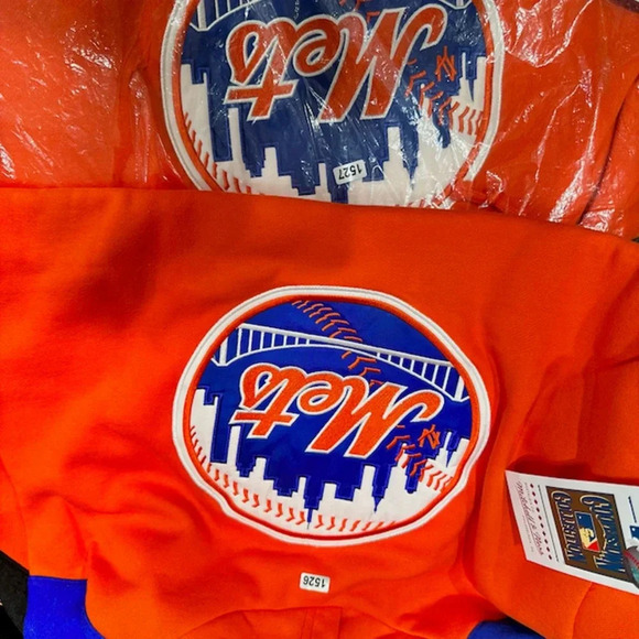 Mitchell & Ness New York Mets MLB Fusion Fleece Hoodie Color Block Orange Size L - Picture 10 of 10